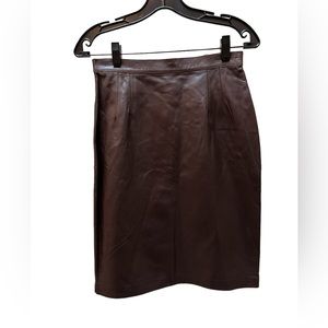 NWT Latini/Maria Vittoria Chocolate Brown Nappa Leather Skirt Size 42